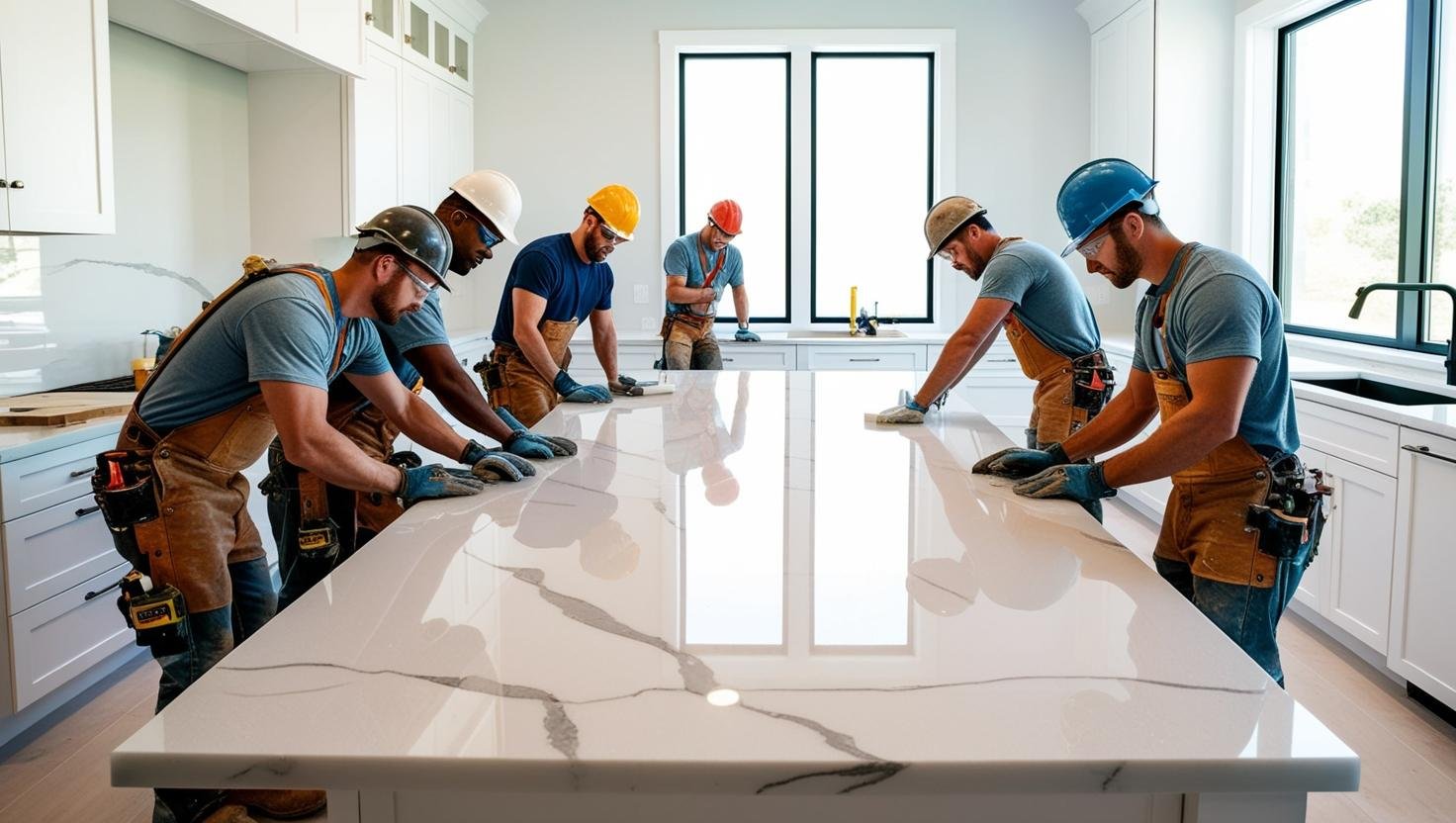 Quartz countertop installation